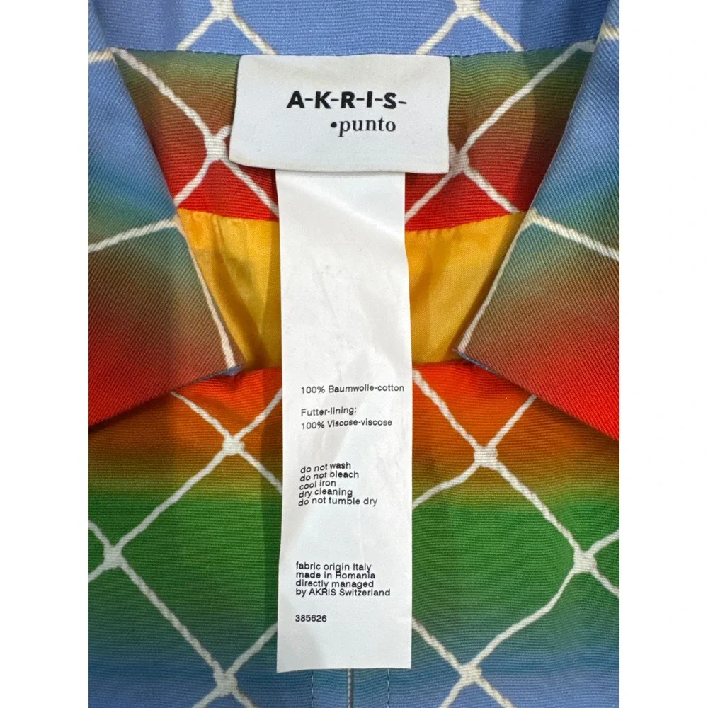 Akris Punto Rainbow Grid Ombre Full Zip Cotton Jacket Multi Color Size 6‎